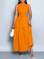Women’s Stand Collar Sleeveless Casual Dress