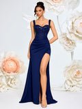 Women’s Sequin Heart Neckline Evening Gown Dress