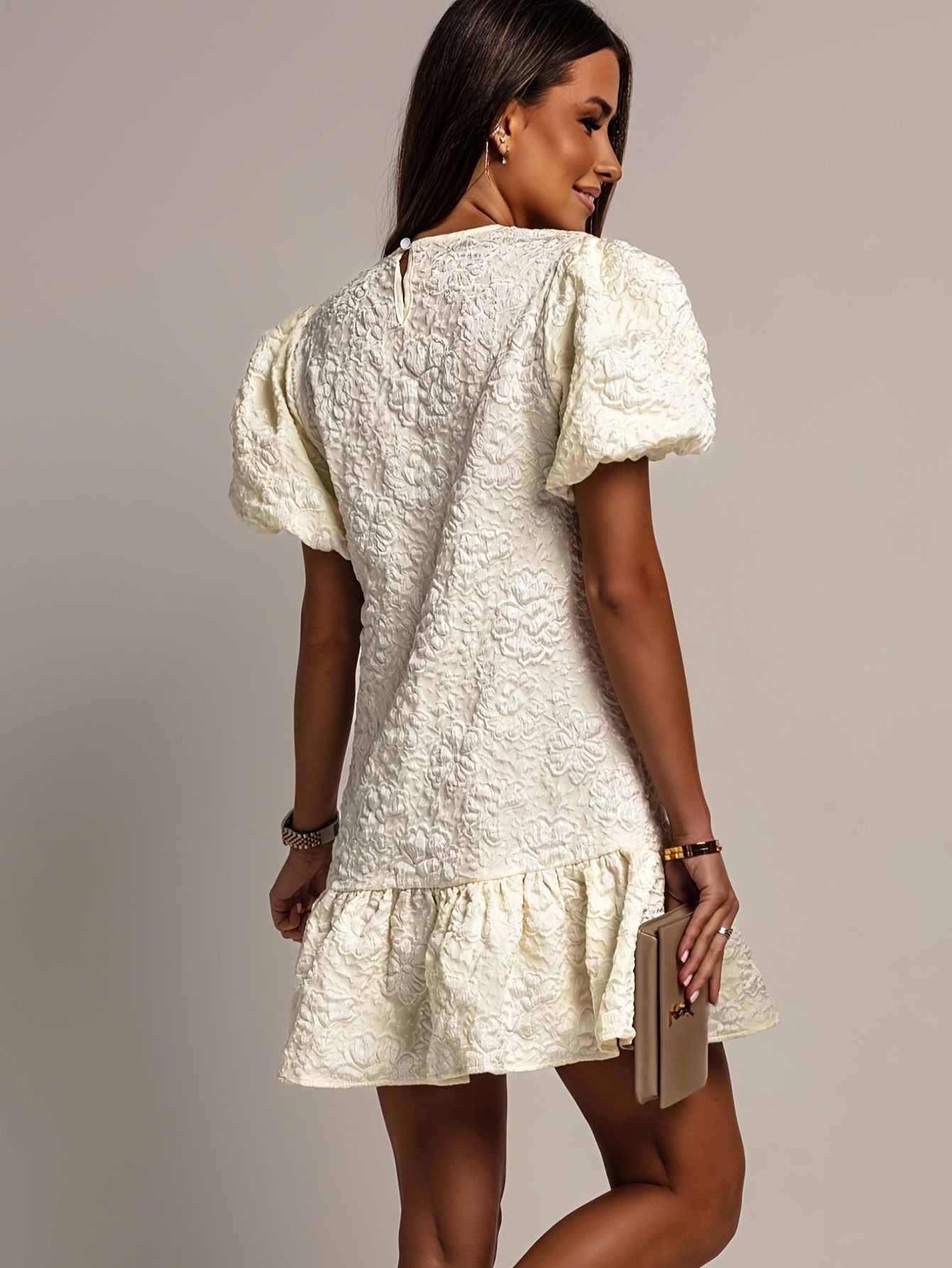 Women’s Casual Flutter Sleeve Ruffle Hem Dress