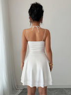 Women’s Drape Neck Sleeveless Ruffle Hem Dress