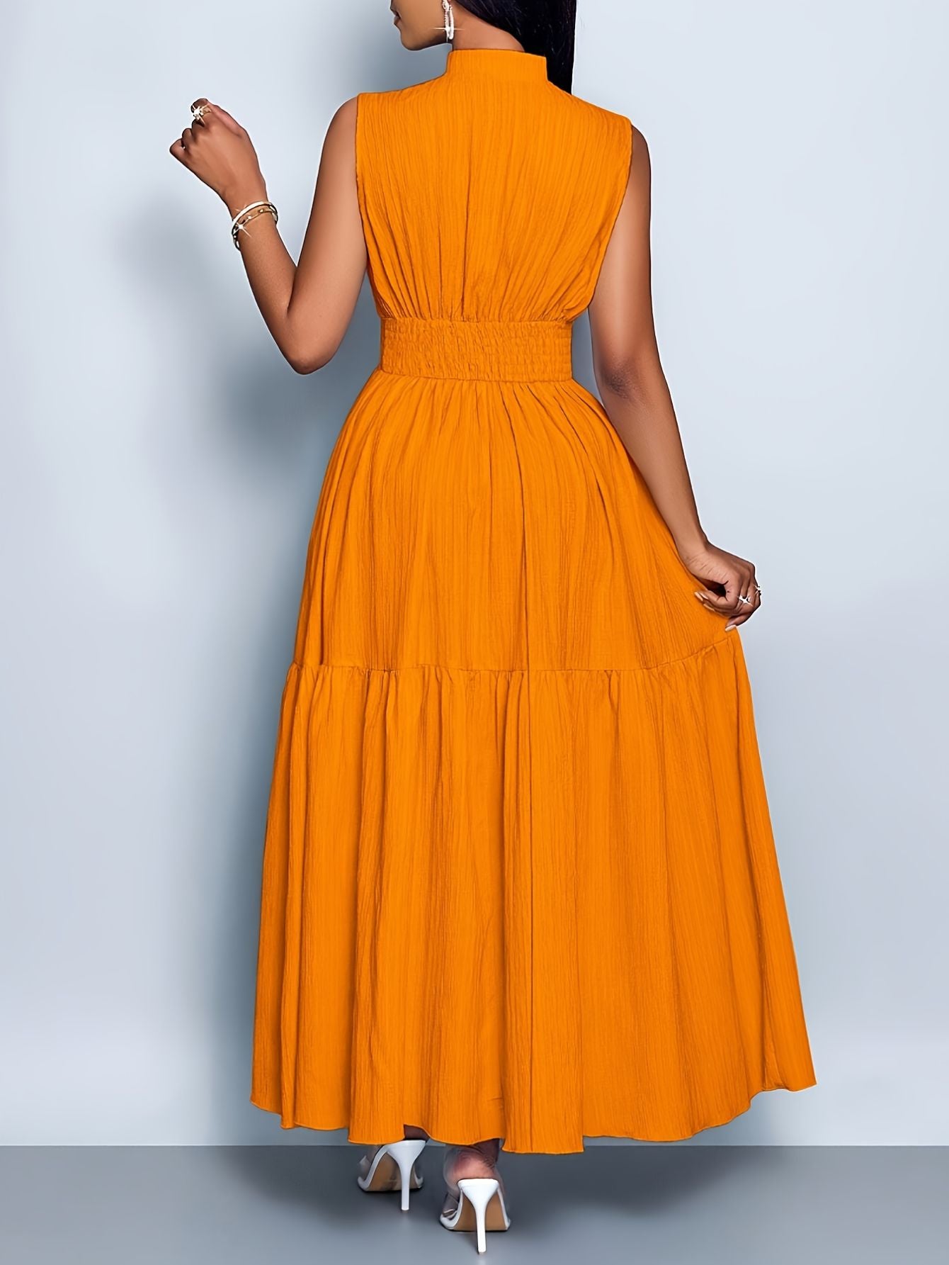 Women’s Stand Collar Sleeveless Casual Dress
