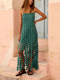 Women’s summer spaghetti strap midi dress with polka dot