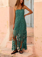 Women’s summer spaghetti strap midi dress with polka dot