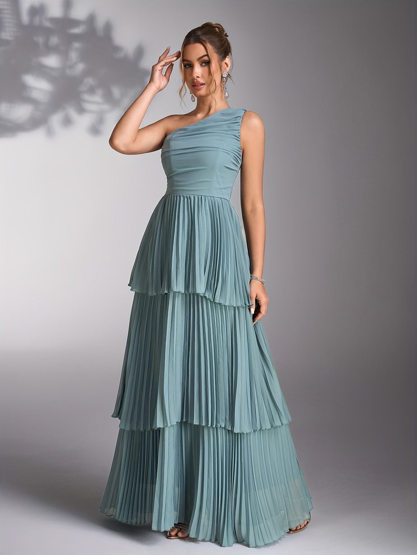 Women's Asymmetrical Neckline Tiered Midi Dress – Sunn Dress