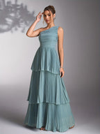 Women’s Asymmetrical Neckline Tiered Midi Dress