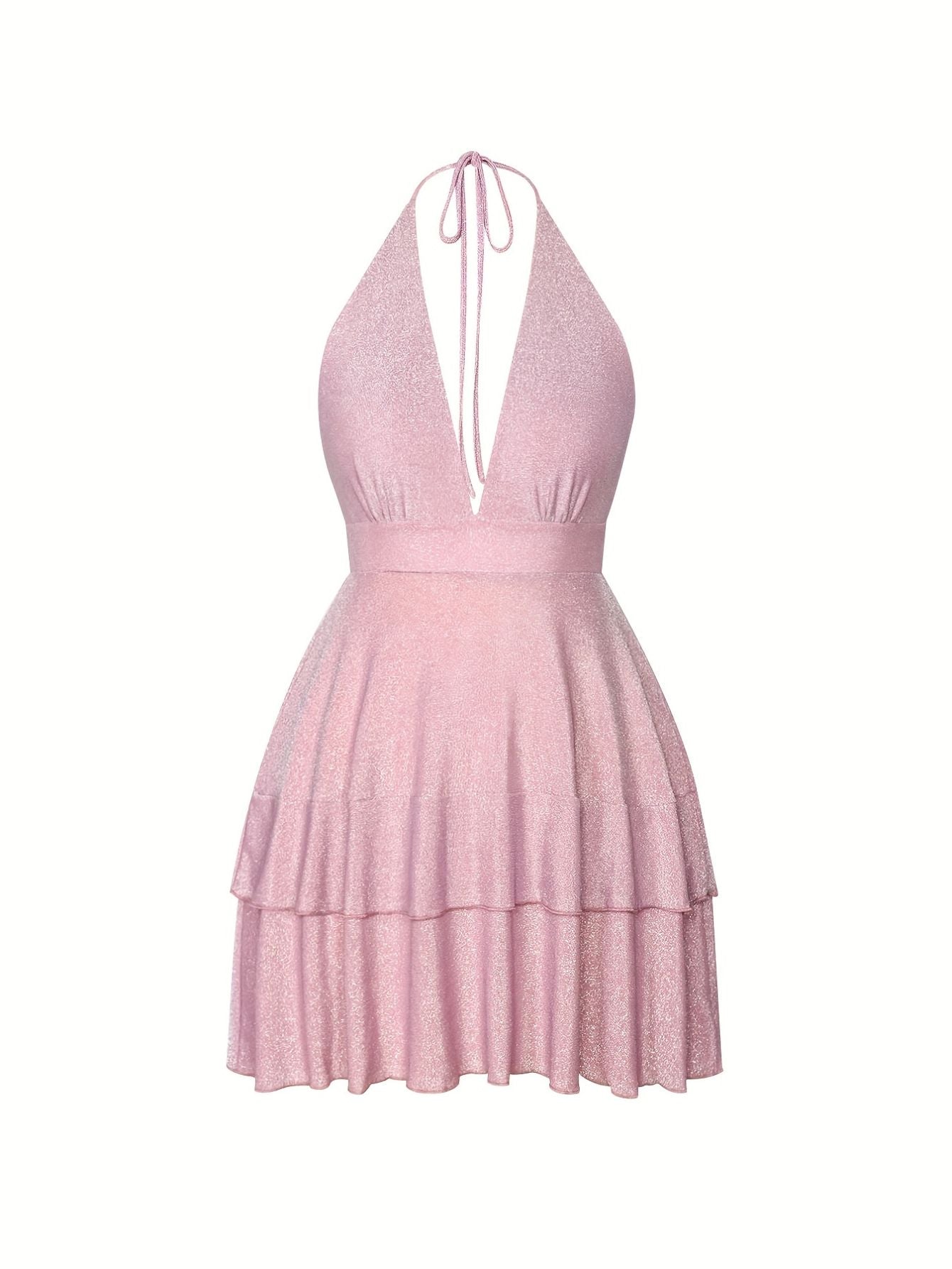 Women’s Deep V-Neck Backless Ruched Mini Dress