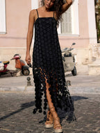 Women’s summer spaghetti strap midi dress with polka dot